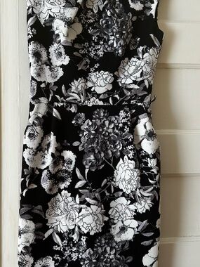 Mystic Black and White Floral Sheath Dress